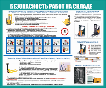 С67-2 Охрана труда при работе на складе (1000х1200 мм или 1000х1000 мм, пластик ПВХ 3мм, Прямая печать на пластик) - Стенды - Охрана труда на складе - . Магазин Znakstend.ru